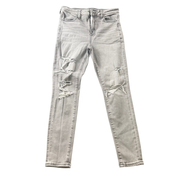 American Eagle Denim - American Eagle Next Level Stretch Distressed Skinny Jeans Grey Size 8 Short